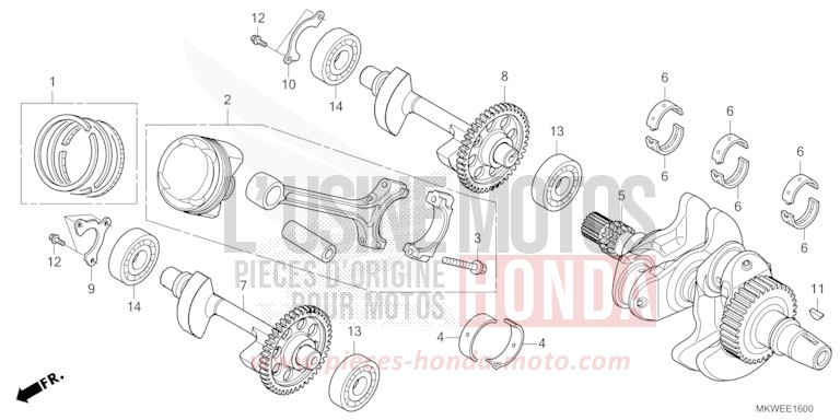VILEBREQUIN/PISTON de NC750X "Méca" MAT PEARL GLARE WHITE (NHB54) 2025